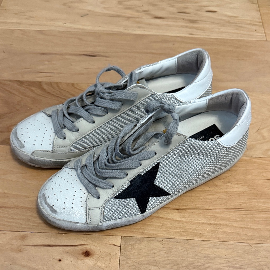 Golden Goose Gray And White Sneakers With Black Star Sneakers Like New